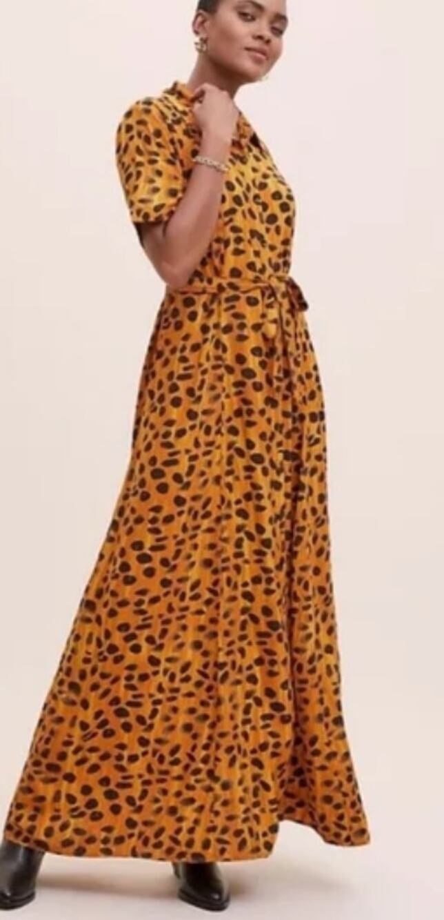 Anthropologie Animal Print Maxi Shirt Dress Size 4